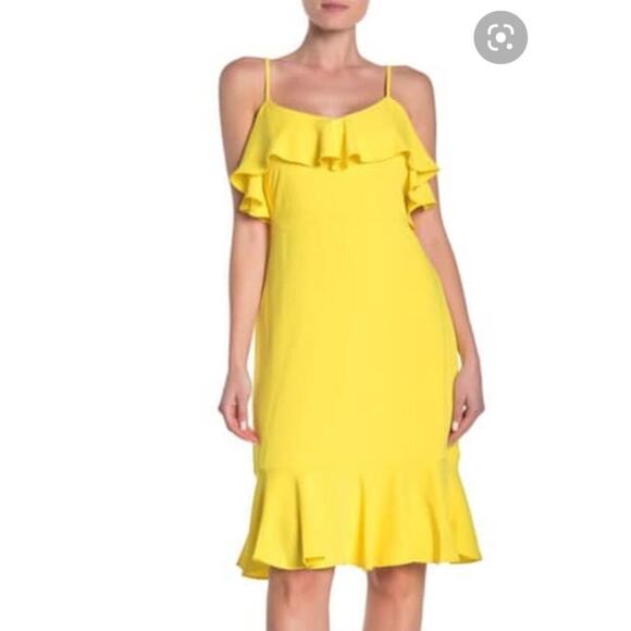 NWT Trina Turk 8 Mosey Ruffled Sleeveless Yellow Buttercup Spaghetti Strap Dress - Picture 1 of 9